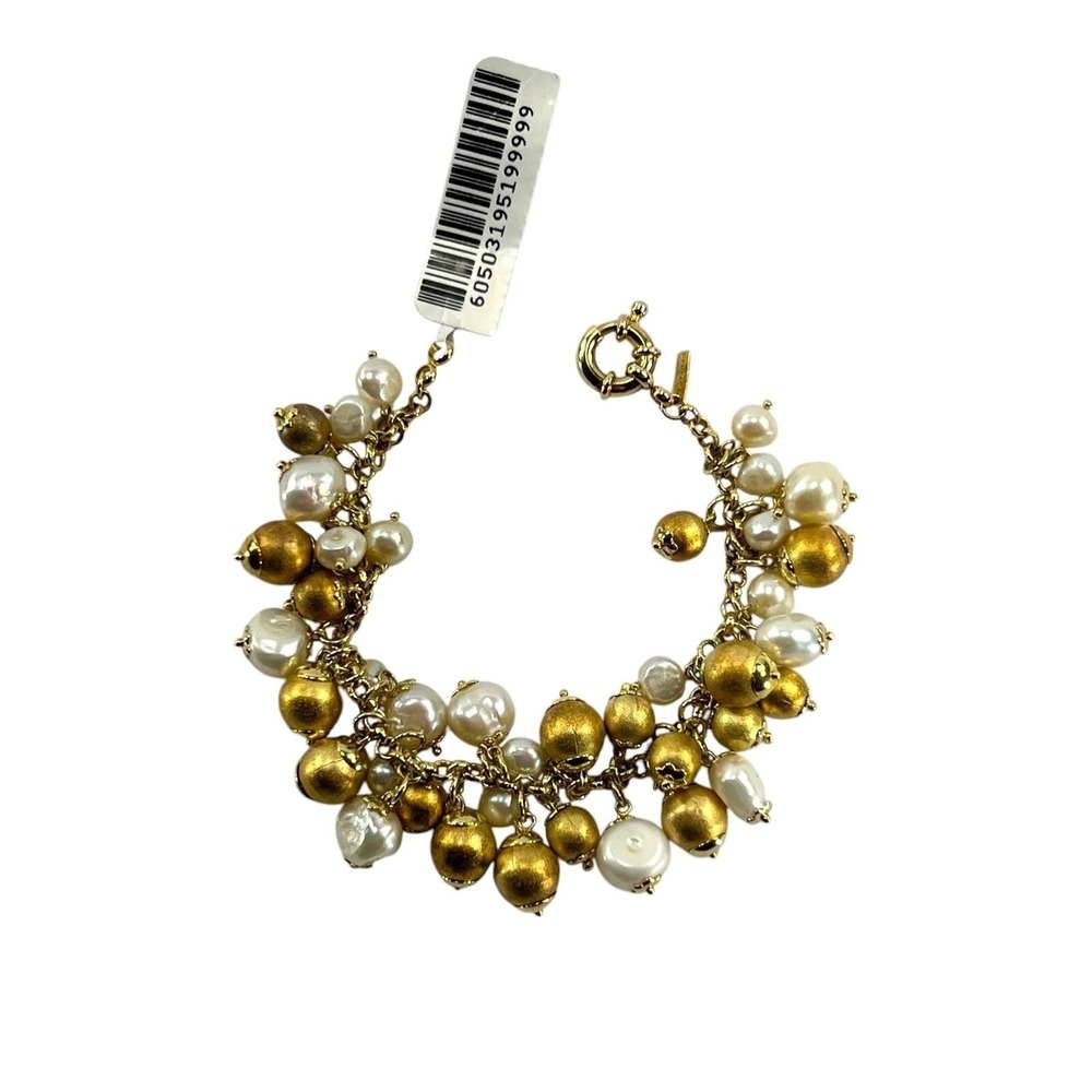 Cha Cha Bracelet Freshwater Pearls 18k Gold Plated 7 1/4" w/ Tag Womens Jewelry